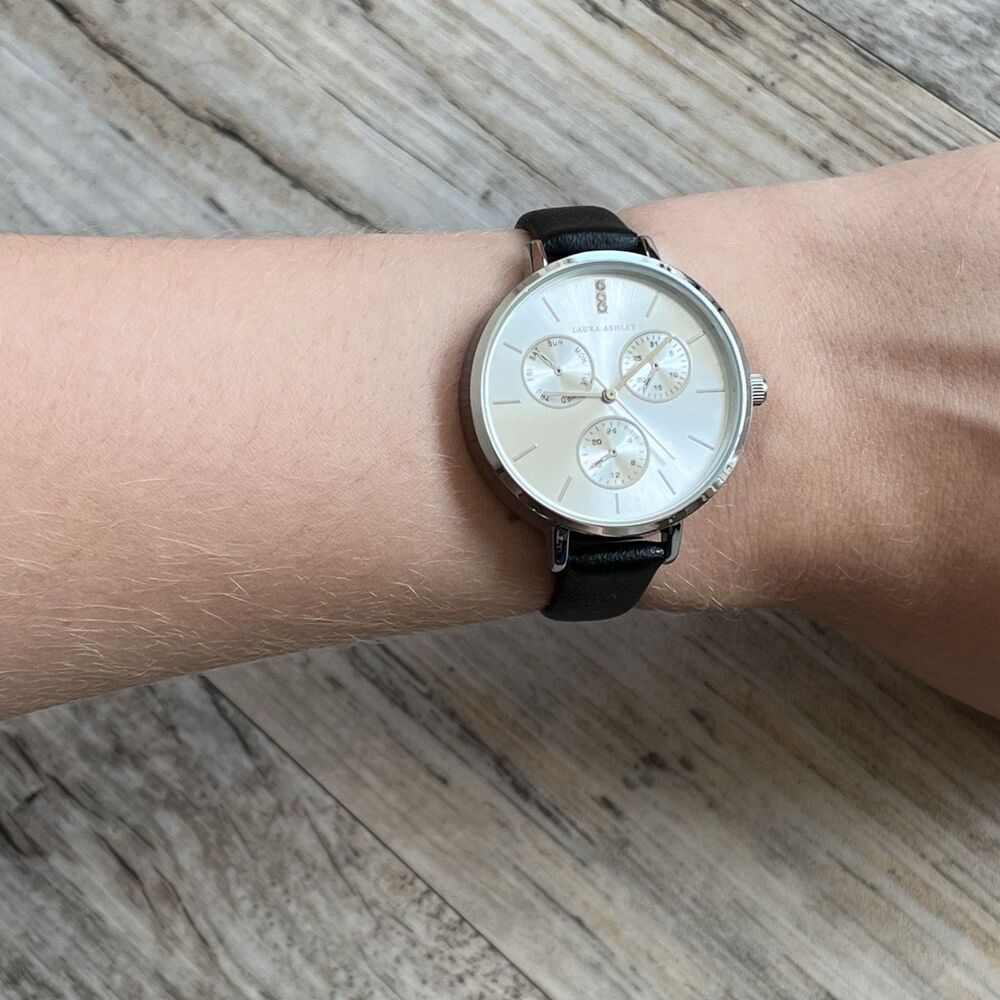 Laura Ashley Women's Chrono Dial Black Strap Watch 36mm